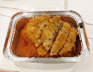 Baked Vegan Pork Chop Rice 鮮茄芝士吉列自家製素豬扒焗飯 at Soo Good Vegan Restaurant - 好素純素餐廳 in Hong Kong Island