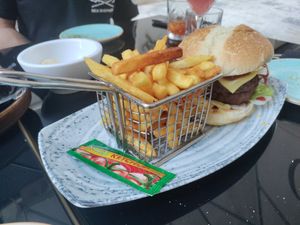 Double Beyond burger. Excellent fries! at Manon Gastro Bar & Bistro in Valletta