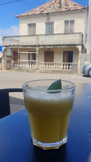 Pineapple, apple, mint and cucumber juice at XS Café in Prazeres