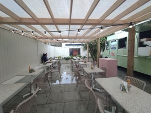 Outside patio at The Fat Fox in Greystones