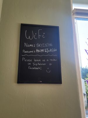 WiFi Notice at Riverside Cafe in Llanfairfechan