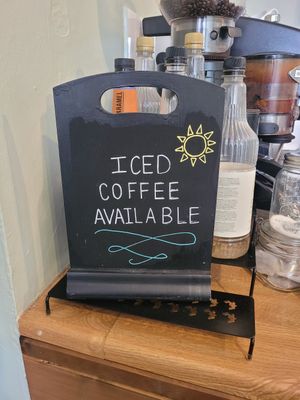 Iced Coffee Notice at Riverside Cafe in Llanfairfechan
