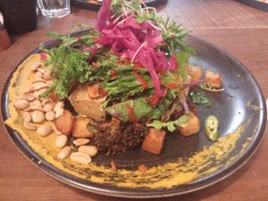 Vegan stack at Servd in Westport