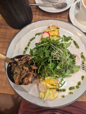 Avocado toast with wild mushrooms at Servd in Westport