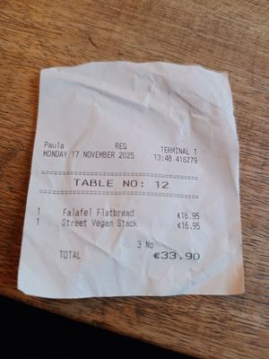Receipt at Servd in Westport