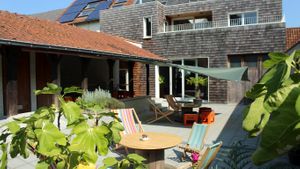 south facing terrace at Heltie in Gavere