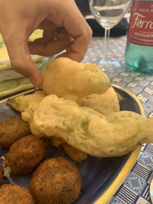 Fried zucchini blossoms  at Veg Cooking Class with Giulia  in Sorrento