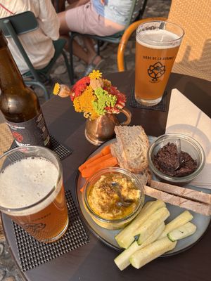 Hummus and olives spread   at Café Marguerite in Moustiers-sainte-marie