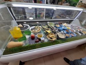 Counter of fresh products at Orgànic in Sant Feliu De Guixols