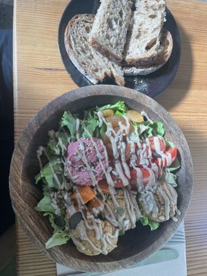 Falafel salad (asked for a slice of bread)  at Insensato in Tomar