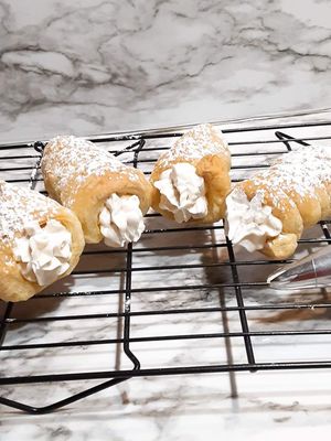 Cream filled pastry at Yes It's Really Vegan Bakery in Beech Grove