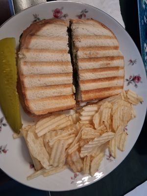 Pesto panini at The Vegan Cheese Lady Cafe in Lafayette