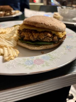 Black bean burgerrs  at The Vegan Cheese Lady Cafe in Lafayette