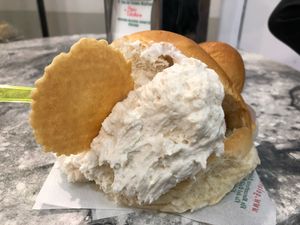 Vegan brioche with cream at Gelarmony - Marcantonio Colonna in Rome
