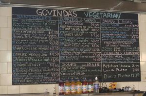 Menu board at Govinda's in Philadelphia
