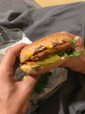 “Chicken burger” at Govinda's in Philadelphia