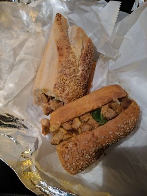 Vegan chicken cheesesteak at Govinda's in Philadelphia