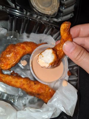 Inside the vegan shrimp! at Govinda's in Philadelphia