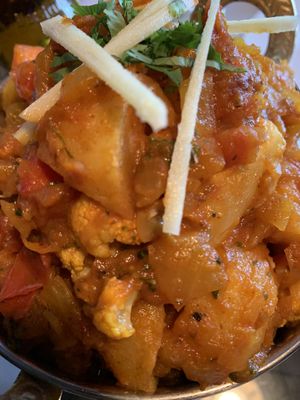 Alo Gobi with fresh ginger   at Dawett Fine Indian Cuisine in Kelowna