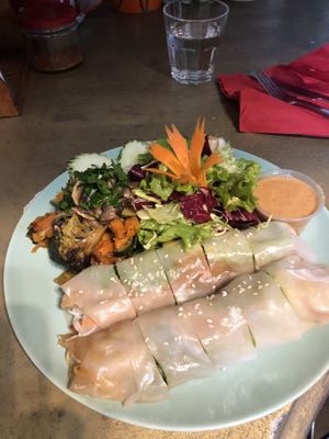 A tasty Vietnamese wrap and salad for 10 euros  at Kuća tete Ane in Zagreb