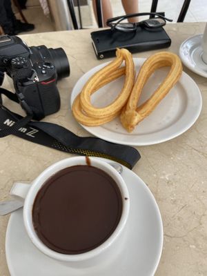 Churros ❤️  at Chocolateria 1902 in Madrid