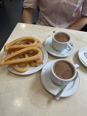 Churros con chocolate!  at Chocolateria 1902 in Madrid