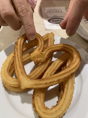 Vegan churros  at Chocolateria 1902 in Madrid