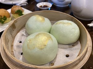 Gold taro buns  at Veggie Kingdom 緻素坊 in Kowloon