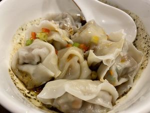 Wanton in chilli sauce  at Veggie Kingdom 緻素坊 in Kowloon