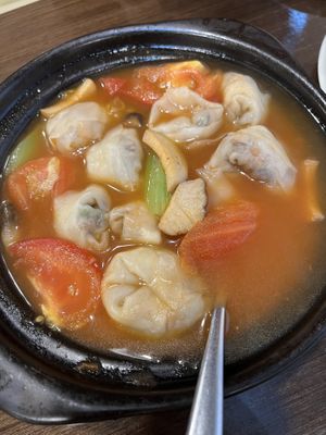 Tomato wonton soup  at Veggie Kingdom 緻素坊 in Kowloon