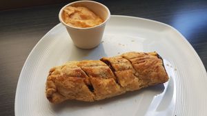 Sausage roll and garlic dip at The Dirty Vegans - Pop Up in Bristol