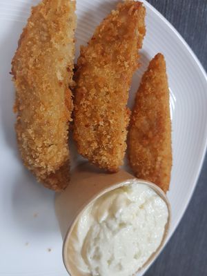 Vegan chicken fingers and aioli dip at The Dirty Vegans - Pop Up in Bristol