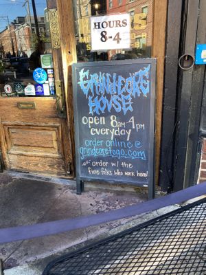 Sign out front during Covid   at Grindcore House in Philadelphia