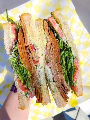 Lunch sandwich with pesto aïoli at Grindcore House in Philadelphia