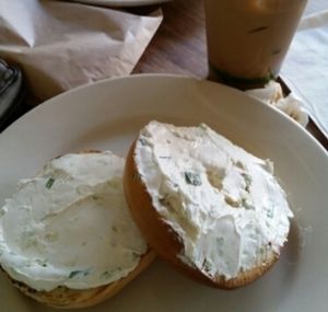 bagels and coffee at Grindcore House in Philadelphia