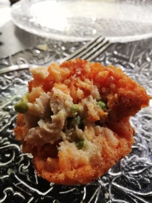 inside the vegan arancino at Isabella De Cham in Naples