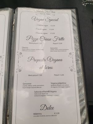 Menu at Isabella De Cham in Naples