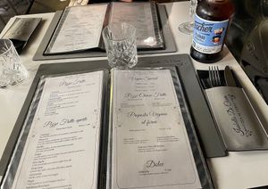 inside menu at Isabella De Cham in Naples