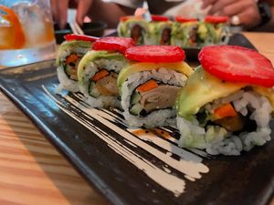 Vegan chicken sushi rolls   at Niji Bar in Sitges