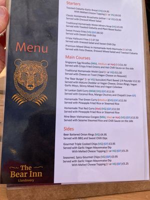Great menu… there was more in next page!!!  at The Bear Inn in Llandovery
