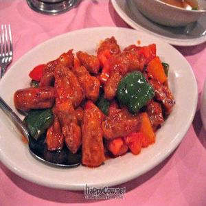 Sweet and Sour 'Chicken' at New Harmony Vegetarian Restaurant in Philadelphia