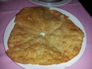 Spinach Pancake - fresh but a bit too greasy and not enough spinach at New Harmony Vegetarian Restaurant in Philadelphia