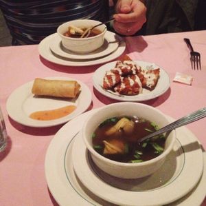 Soup and appetizers  at New Harmony Vegetarian Restaurant in Philadelphia