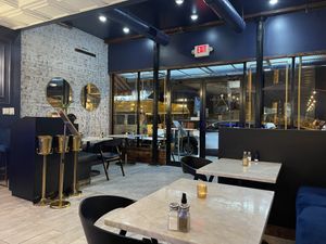 Looking at the entrance from one of the seats  at Gaia & Loki in Jersey City