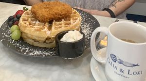Chick’n n waffles  at Gaia & Loki in Jersey City