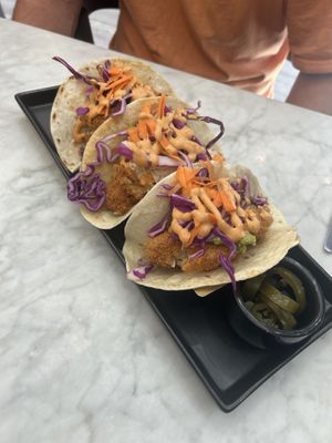 Fish tacos with chipotle at Gaia & Loki in Jersey City