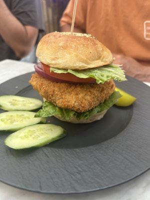 Fried chkn sandwich at Gaia & Loki in Jersey City