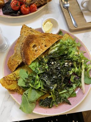 Green vegan omelette (added toast but was super filling)  at Organico Juice Bar & Eatery in Liverpool