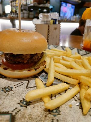 Burger with fries at Surfside in Sliema