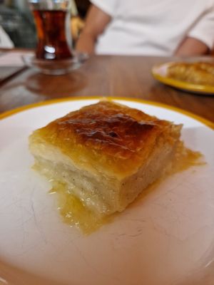 Baklava Dessert with pudding at Veganarsist - Balat in Istanbul